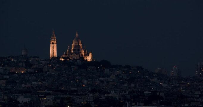Montmartre in Paris by night