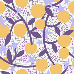 Abstract trendy creative natural floral tropical seamless pattern, Hand drawn. Summer, garden blooms, gardening, flowers. Vector illustration.