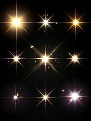 Light effect. Lens Flares, glow light starburst effects with sparkles and rays. Christmas design radiance elements Isolated vector set