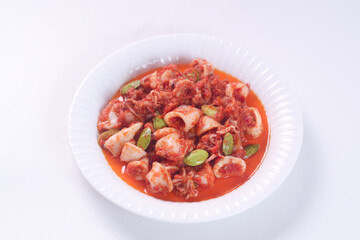 Sambal Cumi Pete is Indonesian Food made from squid with chili and petai. Smells so good. Spicy Food.
