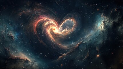 Obraz premium Heart Shaped Spiral Galaxy in Deep Space