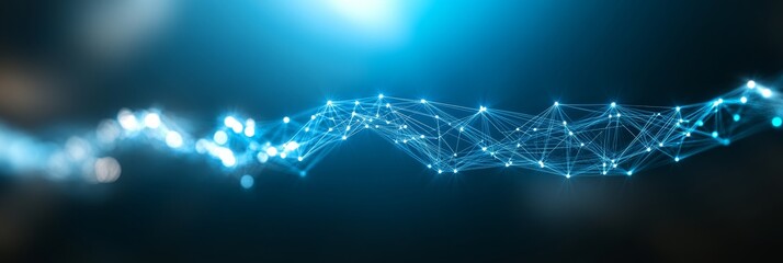 Vivid Blue Mesh Network on a Dark Azure Background ,Abstract Technological Connections
