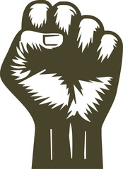 Raised fist isolated on white background