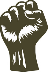 Raised fist isolated on white background