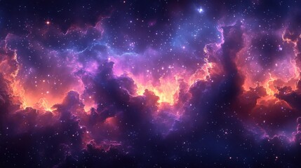 Fototapeta premium Abstract space background with deep space nebulae in vibrant purples and blues, highlighting the mystery of the universe. Ideal for science fiction and astronomical projects.