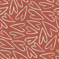 Red Rust Cute seamless pattern design with hand drawn hearts