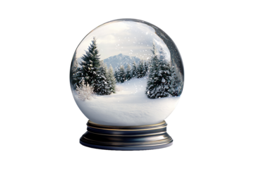 Winter Wonderland Snow Globe Isolated on Transparent Background PNG.