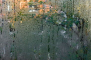 wet glass. drops of water on the window