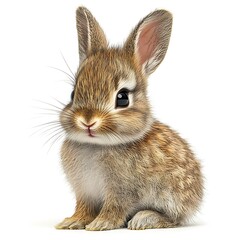 Obraz premium Cute baby bunny sitting, white background, pet, Easter