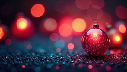 Fototapeta premium Abstract Christmas light orbs, vibrant hues, blurred backdrop , orange, texture, abstract
