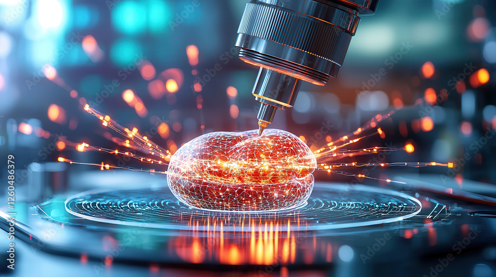 Fototapete autonomous biofabrication facility showcasing real time ai enhanced processes, featuring futuristic 