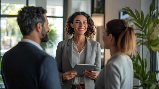 A smiling real estate agent in her office.