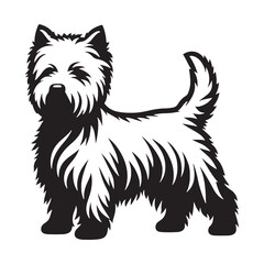 Beautiful White Terrier silhouette with fine detailing - White Terrier illustration - minimal White Terrier vector - dog silhouette
