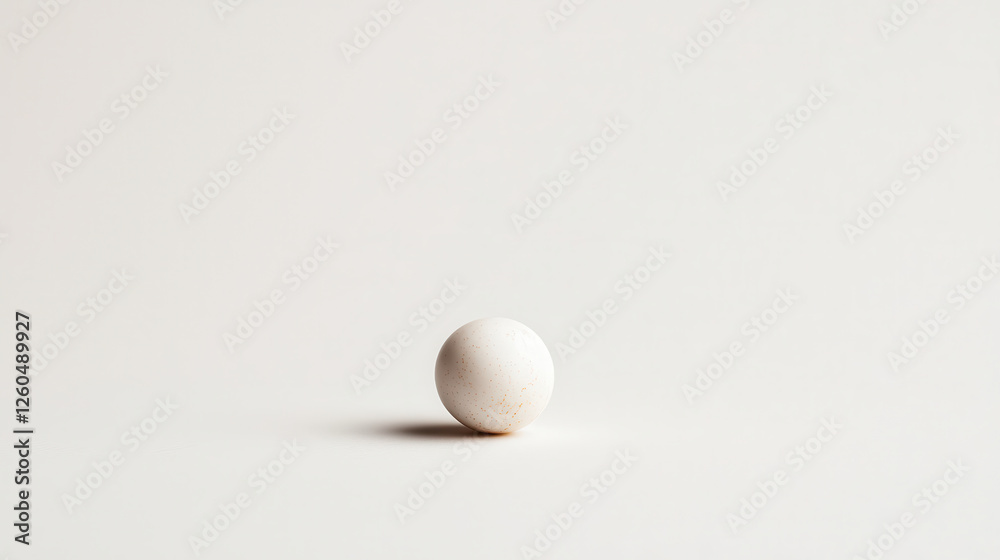 Poster minimalist image featuring single white egg on light background, emphasizing simplicity and elegance. soft shadows create serene atmosphere