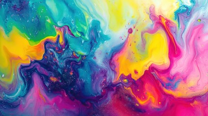 Iridescent Fusion, A Vivid Abstract Fluid Art Landscape Painting