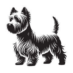 Artistic White Terrier silhouette highlighting its characteristic look - White Terrier illustration - minimal White Terrier vector - dog silhouette
