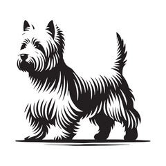 Classic White Terrier silhouette with a well-balanced outline - White Terrier illustration - minimal White Terrier vector - dog silhouette
