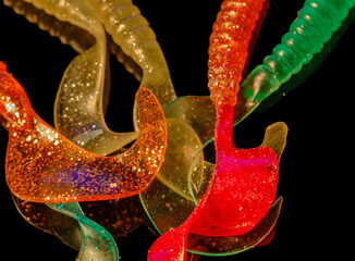 Verschiedene bunte Angelköder aus Gummi,Twister
