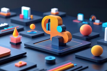3D Presentation Slide Icon for Captivating PowerPoint Displays and Corporate Pitch Visuals