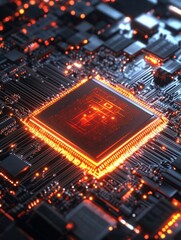 Obraz premium Abstract circuit board background representing futuristic technology processing.