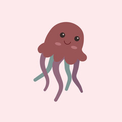 Vector cartoon octopus underwater animal
