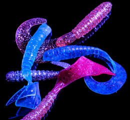 Verschiedene bunte Angelköder aus Gummi,Twister
