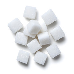 A few pieces of white sugar cubes, isolated on white background
