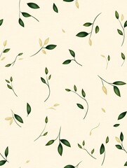 Small green leaves on a light beige background, simple and cute style