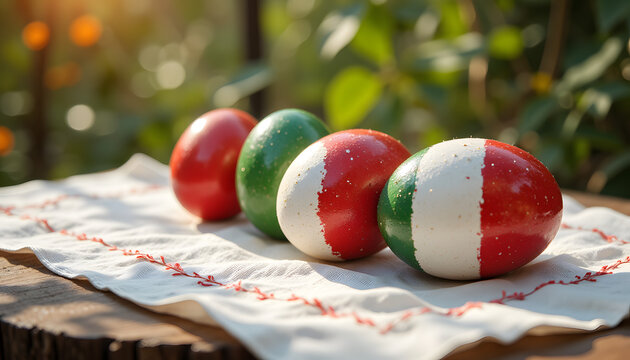Italian Flag Easter Eggs: Stock photo for Easter promotions, multicultural events, international blogs, holiday cards, country-themed designs