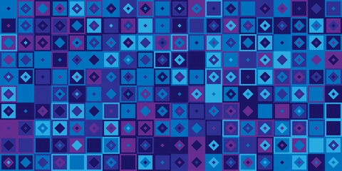Abstract background of multi-colored squares and rhombuses pattern. Geometric pattern vector backdrop.