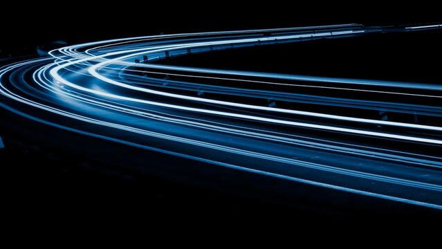 blue car lights at night. long exposure	