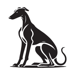 Distinctive Whippet silhouette capturing agility and movement - Whippet illustration - minimal Whippet vector - dog silhouette
