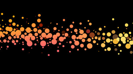 Vector illustration of dots in yellow and orange colors on a black background.
