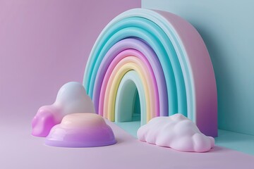 Soothing Pastel Gradient Artwork Featuring Soft Rainbow Colors in Aquamarine and Light Magenta