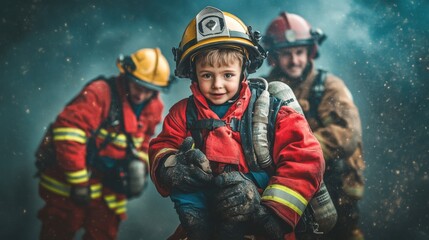 Naklejka premium Bravery in the Line of Fire: The Vital Role of Firefighters in Saving Lives and Property