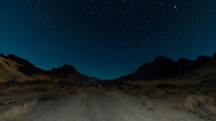 Obraz premium Vast Deep Blue Sky with Stars in Serene Night Landscape