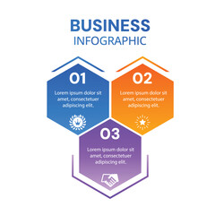 Business success infographic 3 step modern template designed icons design