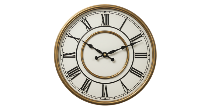 Elegant Gold Framed Wall Clock with Roman Numerals - Powered by Adobe