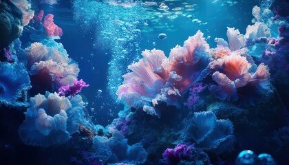 Fototapeta premium Beautiful underwater coral reef ecosystem filled with vibrant colors