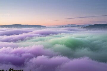 Obraz premium Captivating Transformation of Fog and Mist in Orchid Green and Grey Tones