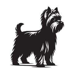 Yorkshire Terrier silhouette with a poised and charming look - Yorkshire Terrier illustration - minimal Yorkshire Terrier vector - dog silhouette
