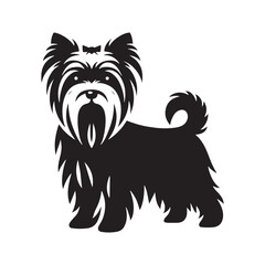 Cute and fluffy Yorkshire Terrier silhouette with an adorable presence - Yorkshire Terrier illustration - minimal Yorkshire Terrier vector - dog silhouette
