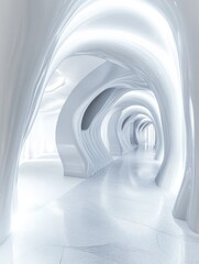 Obraz premium Abstract futuristic white corridor. Design and hallway concept. 3D Rendering