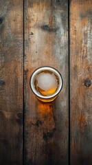 Fototapeta premium Golden Brew on Rustic Wooden Table