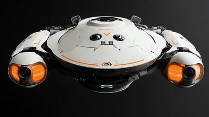 Futuristic Robot Spaceship Explores Next Generation Technology