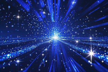 Fototapeta premium Vibrant Indigo Abstract Landscape with Glimmering Rays of Light