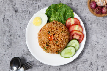 Delicious Spicy Fried Rice with Egg and Fresh Vegetables