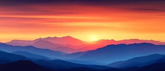 Sunset Over Arid Desert Landscape View
