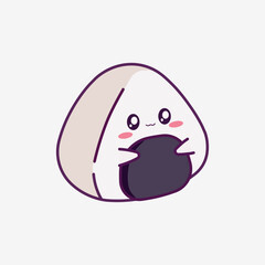 Cartoon of a kawaii onigiri with a cute face
