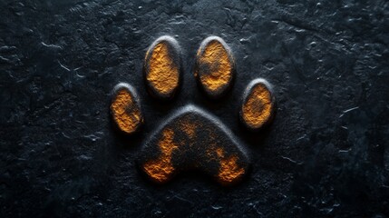 Abstract design of a lion's paw print with bold orange and black textures, ideal for logos and branding.
